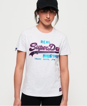 Superdry Vintage Logo Neon Női Pólók Fehér | PKAVX9618